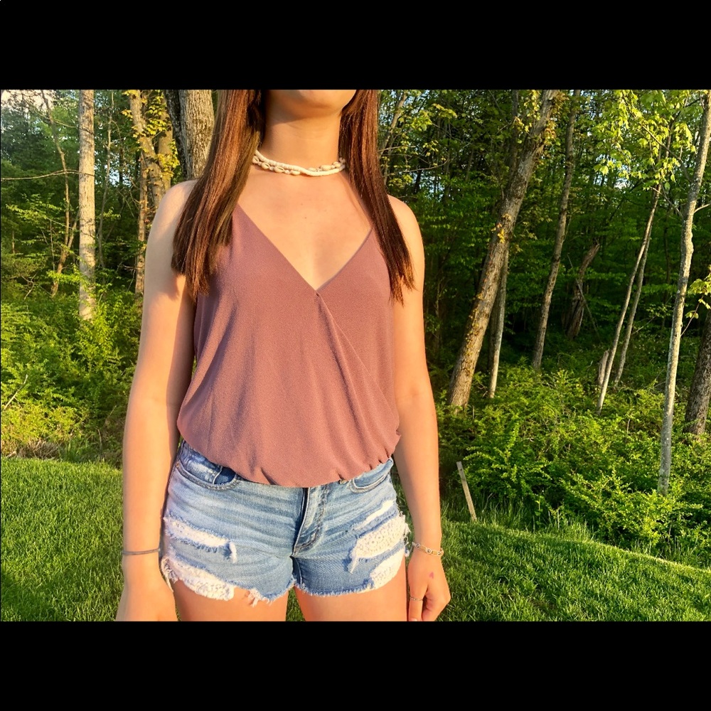 Pink-mauve low back tank top